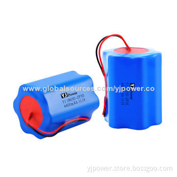 11.1V 4,400mAh 18650 Battery Packs, 54 x 54 x 67mm Size